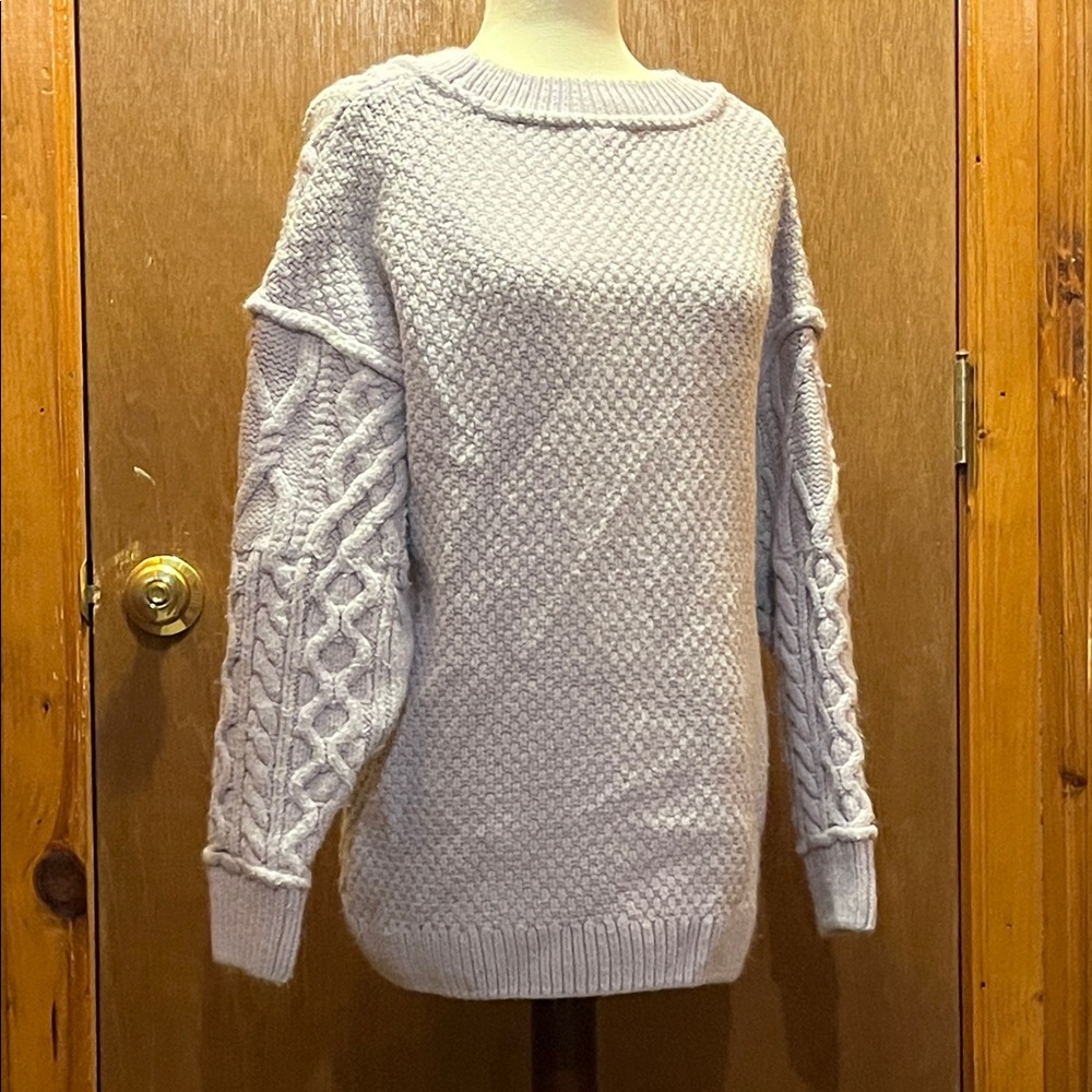 Cozy Gray Cable Knit Sweater